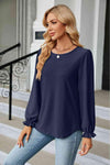 Round Neck Flounce Sleeve Blouse Blouses - Tophatter Daily Deals