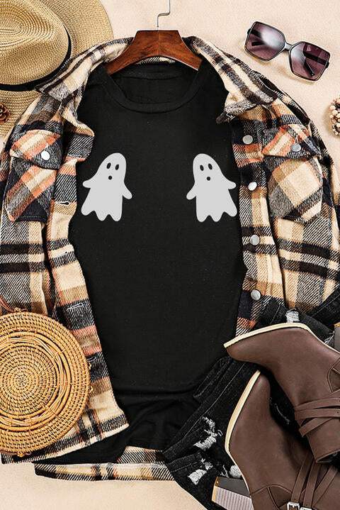 Ghost Graphic Short Sleeve Round Neck T-Shirt Women's T-Shirts - Tophatter Daily Deals