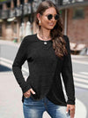 Round Neck Long Sleeve T-Shirt Black Women's T-Shirts - Tophatter Daily Deals