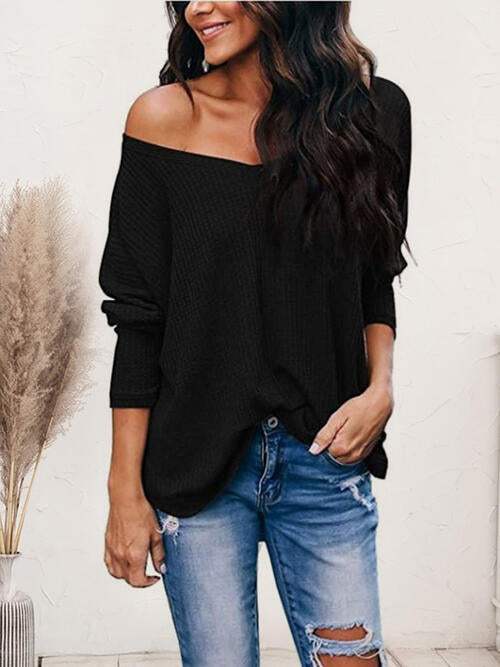 V-Neck Long Sleeve T-Shirt Women's T-Shirts - Tophatter Daily Deals