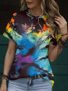 Tie-Dye Round Neck Short Sleeve T-Shirt Women's T-Shirts - Tophatter Daily Deals