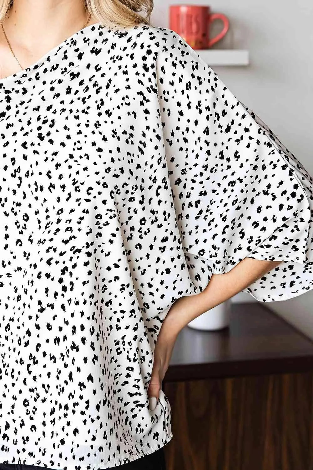 Leopard One-Sleeve Blouse Blouses - Tophatter Daily Deals