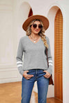 V-Neck Long Sleeve T-Shirt Cloudy Blue Women's T-Shirts - Tophatter Daily Deals