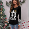 Slogan Graphic Striped Long Sleeve T-Shirt Women's T-Shirts - Tophatter Daily Deals