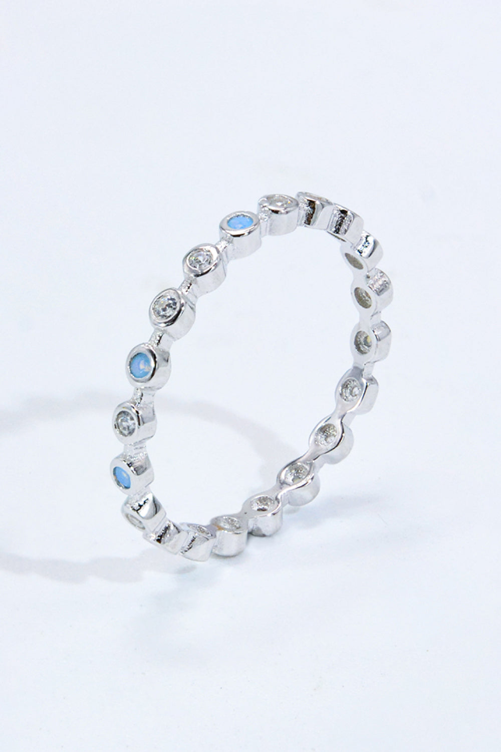 925 Sterling Silver Zircon and Natural Moonstone Ring Moonstone - Tophatter Daily Deals