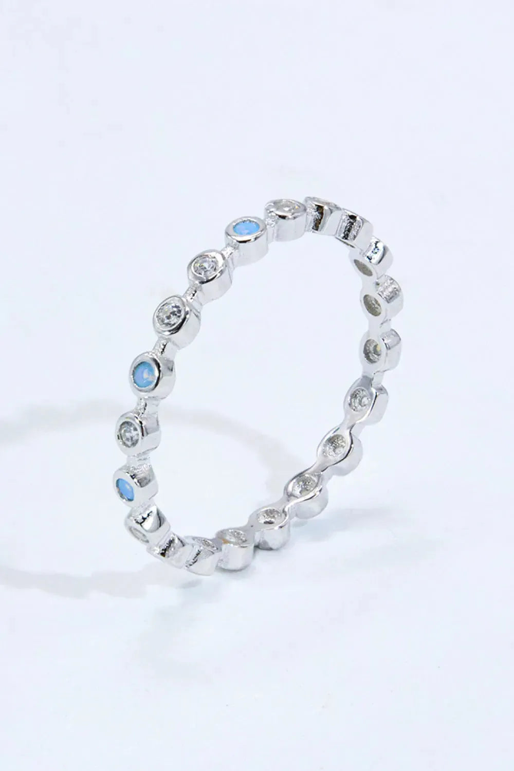 925 Sterling Silver Zircon and Natural Moonstone Ring Moonstone - Tophatter Daily Deals