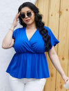 Plus Size Surplice Neck Babydoll Blouse Blouses - Tophatter Daily Deals