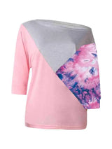 Color Block Three-Quarter Sleeve Blouse Periwinkle Blouses - Tophatter Daily Deals