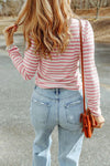 Double Take Striped Mock Neck Long Sleeve Top Blouses - Tophatter Daily Deals