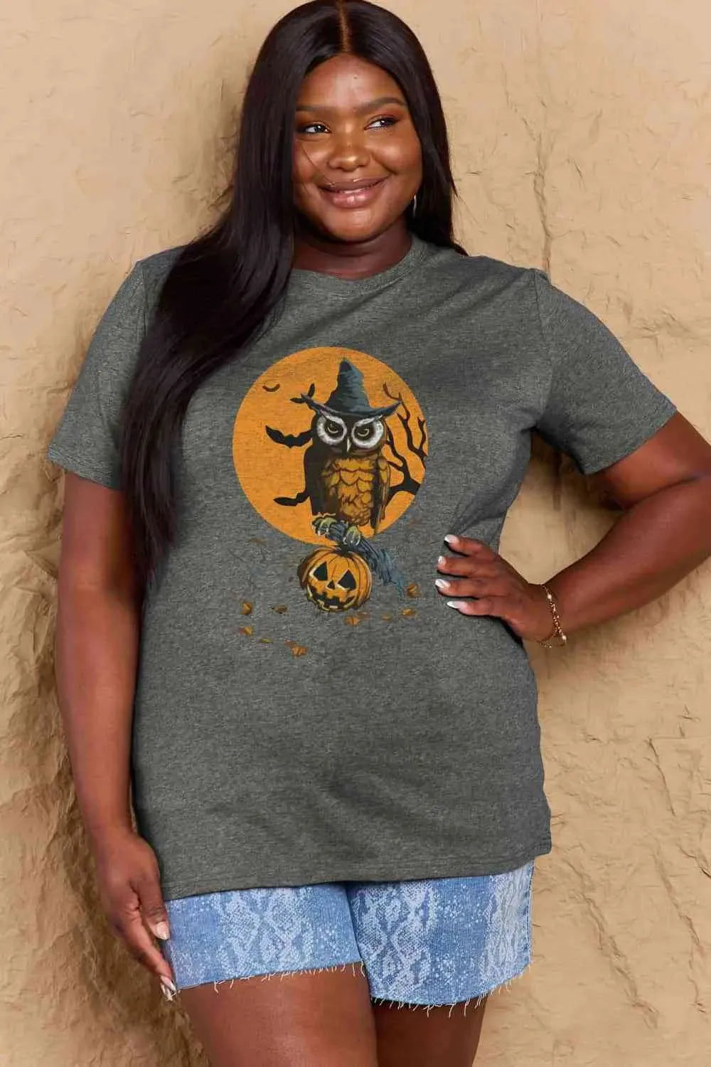 Simply Love Full Size Holloween Theme Graphic Cotton T-Shirt Women's T-Shirts - Tophatter Daily Deals