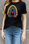 Simply Love Full Size TEACHER Rainbow Graphic Cotton Tee Women's T-Shirts - Tophatter Daily Deals