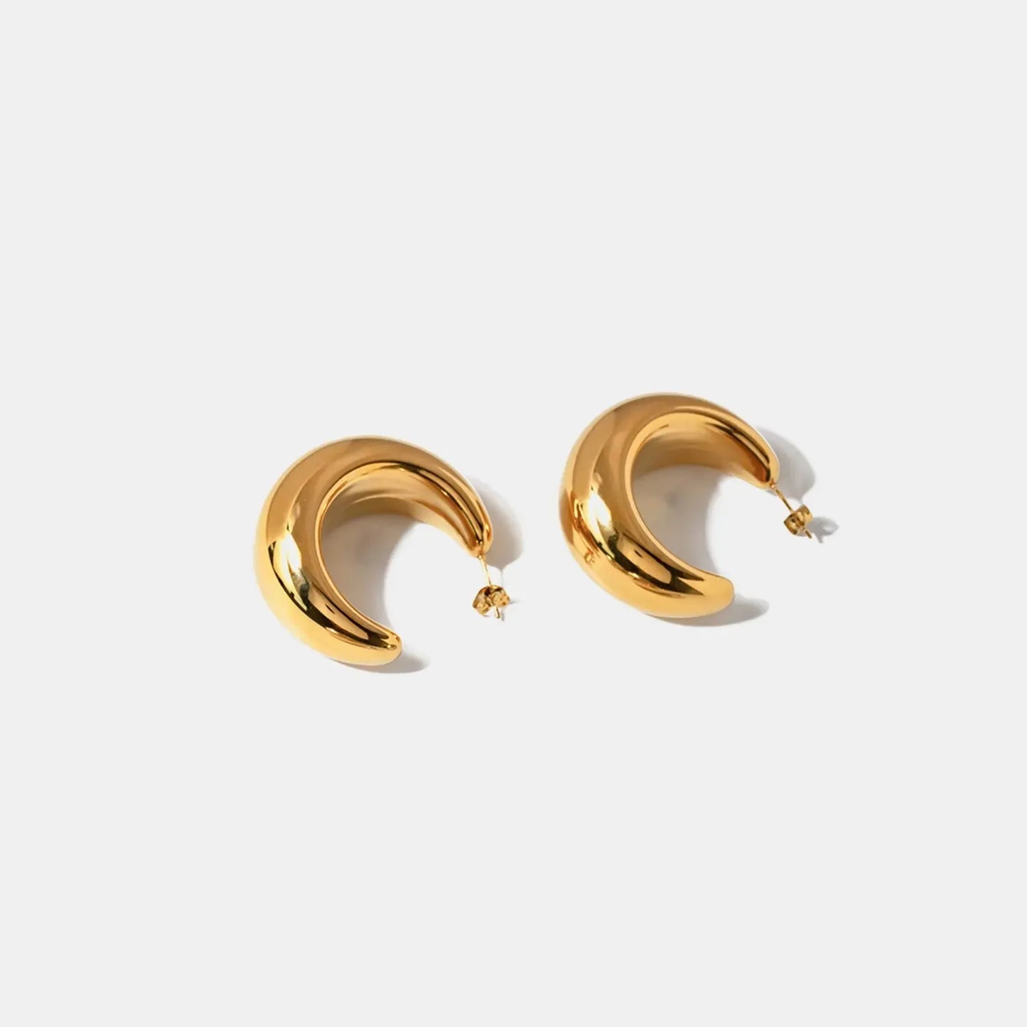 18K Gold-Plated Moon Crescent Earrings Gold One Size Earrings - Tophatter Daily Deals