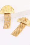 18K Gold Plated Fan Fringe Dangle Earrings Gold One Size Earrings - Tophatter Daily Deals