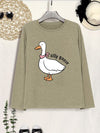 Goose Graphic Round Neck Long Sleeve T-Shirt Sage Women's T-Shirts - Tophatter Daily Deals