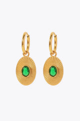 Stainless Steel Oval Dangle Earrings Green One Size Earrings - Tophatter Daily Deals