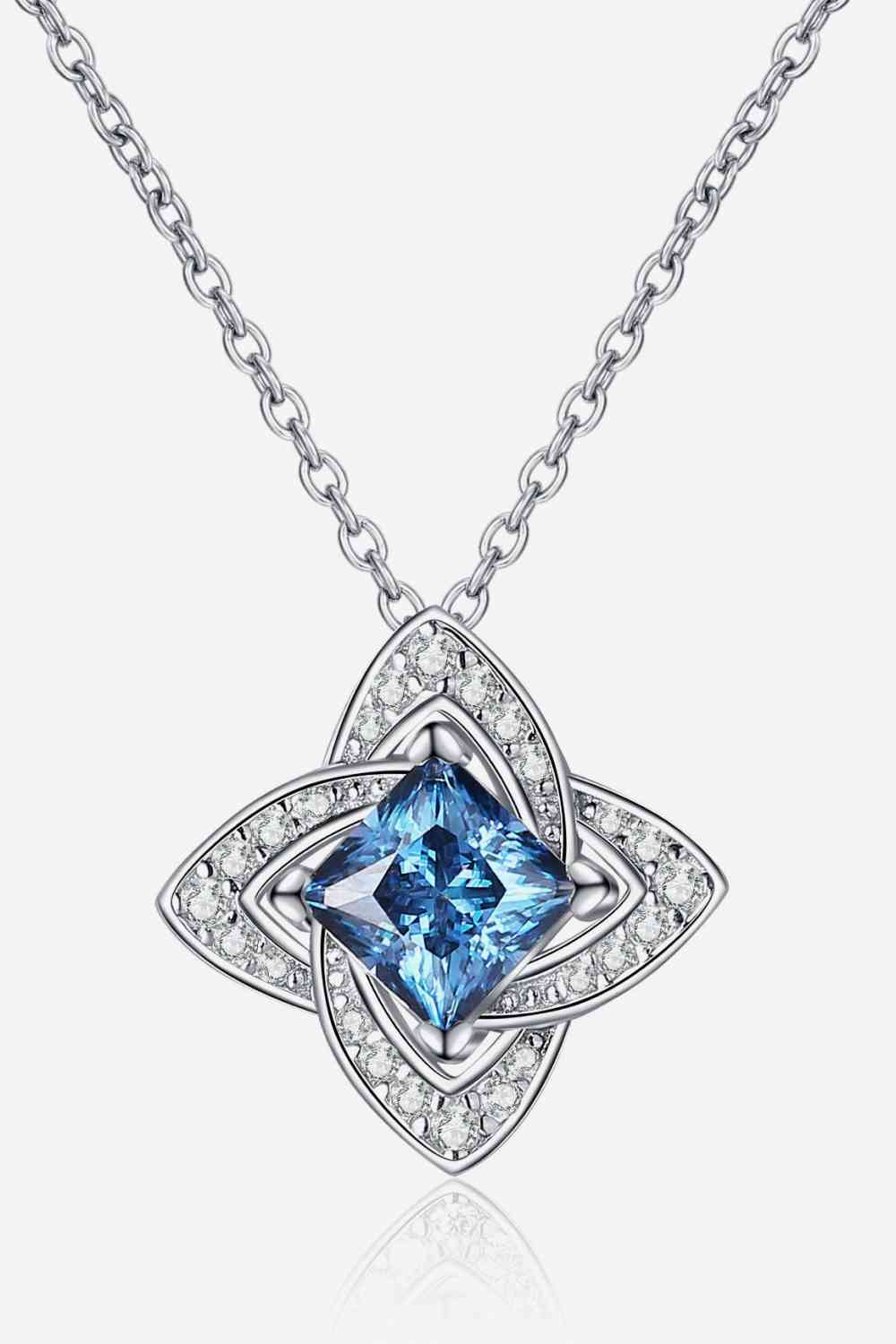 1 Carat Moissanite Floral Pendant Necklace Sky Blue One Size Moissanite - Tophatter Daily Deals