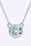 925 Sterling Silver 1 Carat Moissanite Round Pendant Necklace Silver One Size Moissanite - Tophatter Daily Deals