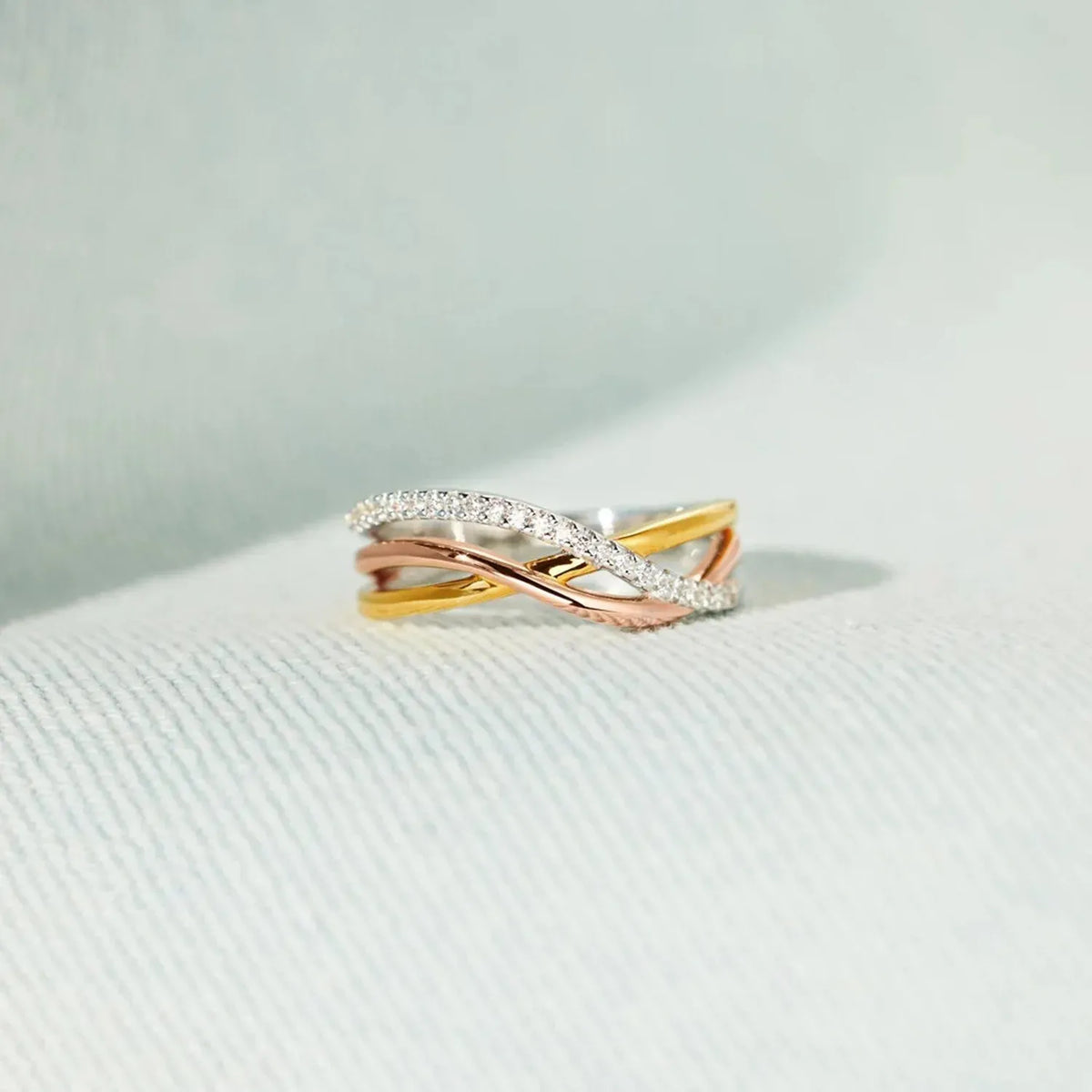 Crisscross Gold-Plated 925 Sterling Silver Ring Gold Rings - Tophatter Daily Deals
