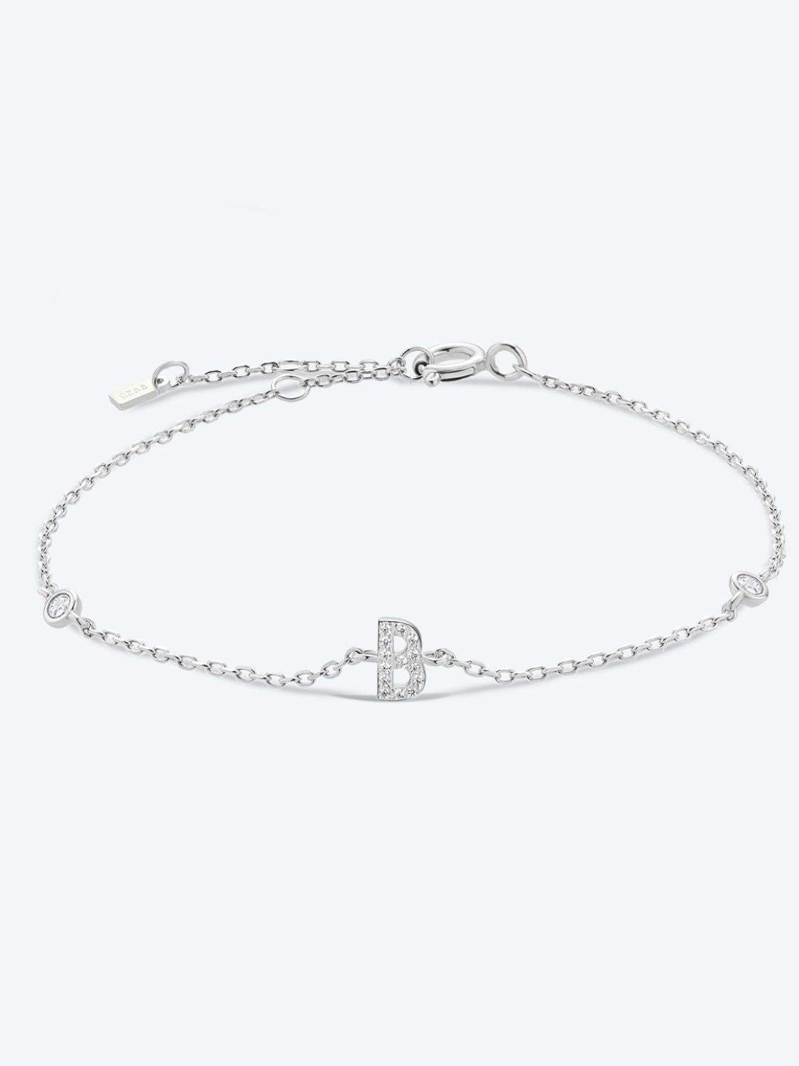 A To F Zircon 925 Sterling Silver Bracelet B-Silver One Size Bracelets - Tophatter Daily Deals
