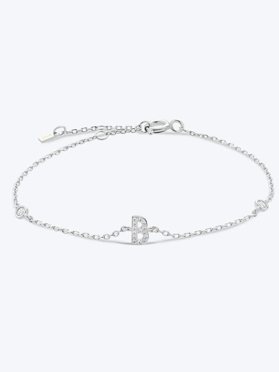 A To F Zircon 925 Sterling Silver Bracelet B-Silver One Size Bracelets - Tophatter Daily Deals