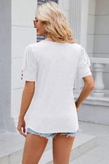 Round Neck Puff Sleeve T-Shirt Women's T-Shirts - Tophatter Daily Deals