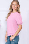 Reborn J Ribbed Round Neck Short Sleeve Top Blouses - Tophatter Daily Deals