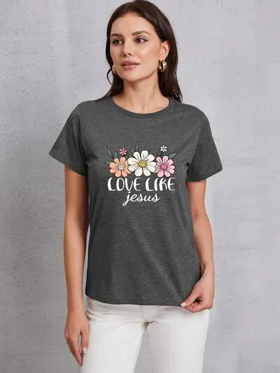 LOVE LIKE JESUS Round Neck T-Shirt Women's T-Shirts - Tophatter Daily Deals