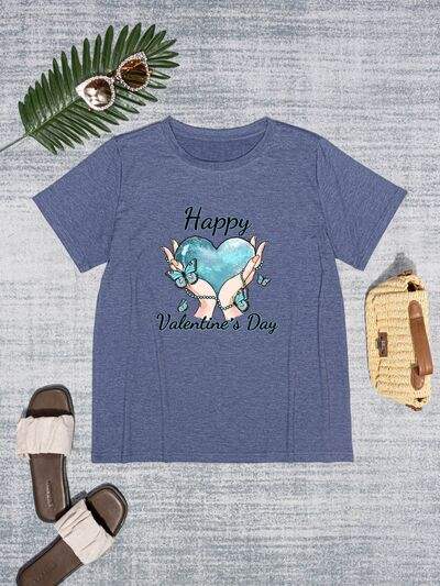 HAPPY VALENTINE'S DAY Round Neck Short Sleeve T-Shirt Women's T-Shirts - Tophatter Daily Deals