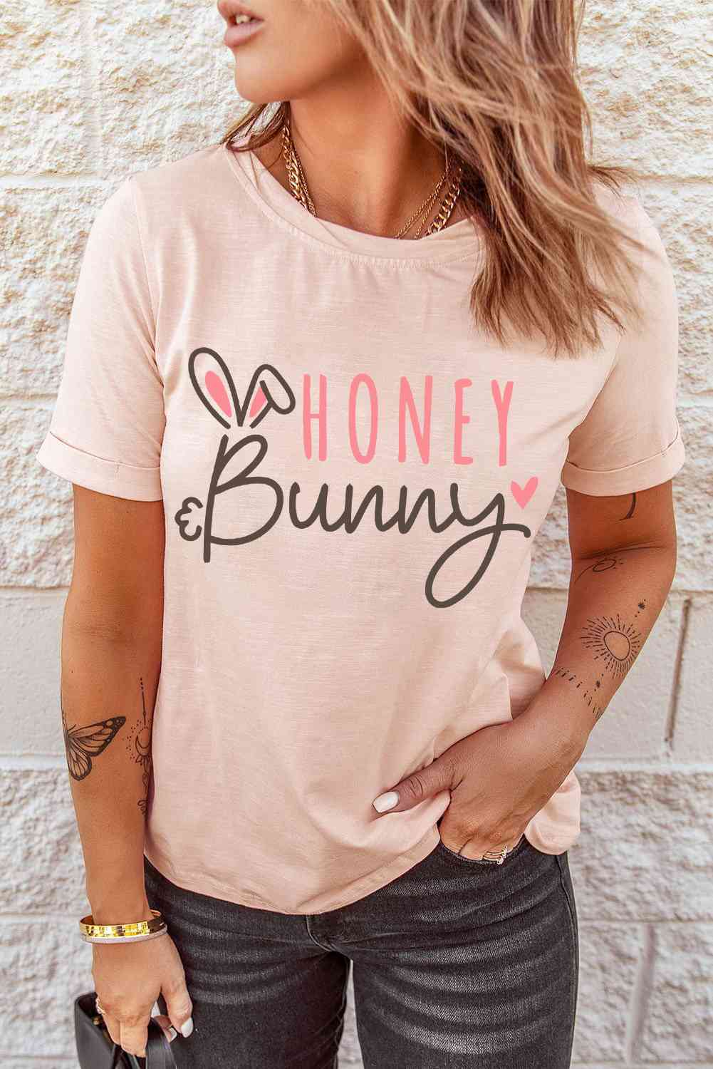 HONEY BUNNY Graphic Easter Tee Pink Women's T-Shirts - Tophatter Daily Deals