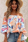 Printed Off-Shoulder Blouse Floral Blouses - Tophatter Daily Deals