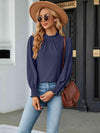 Round Neck Flounce Sleeve Blouse - Tophatter Deals