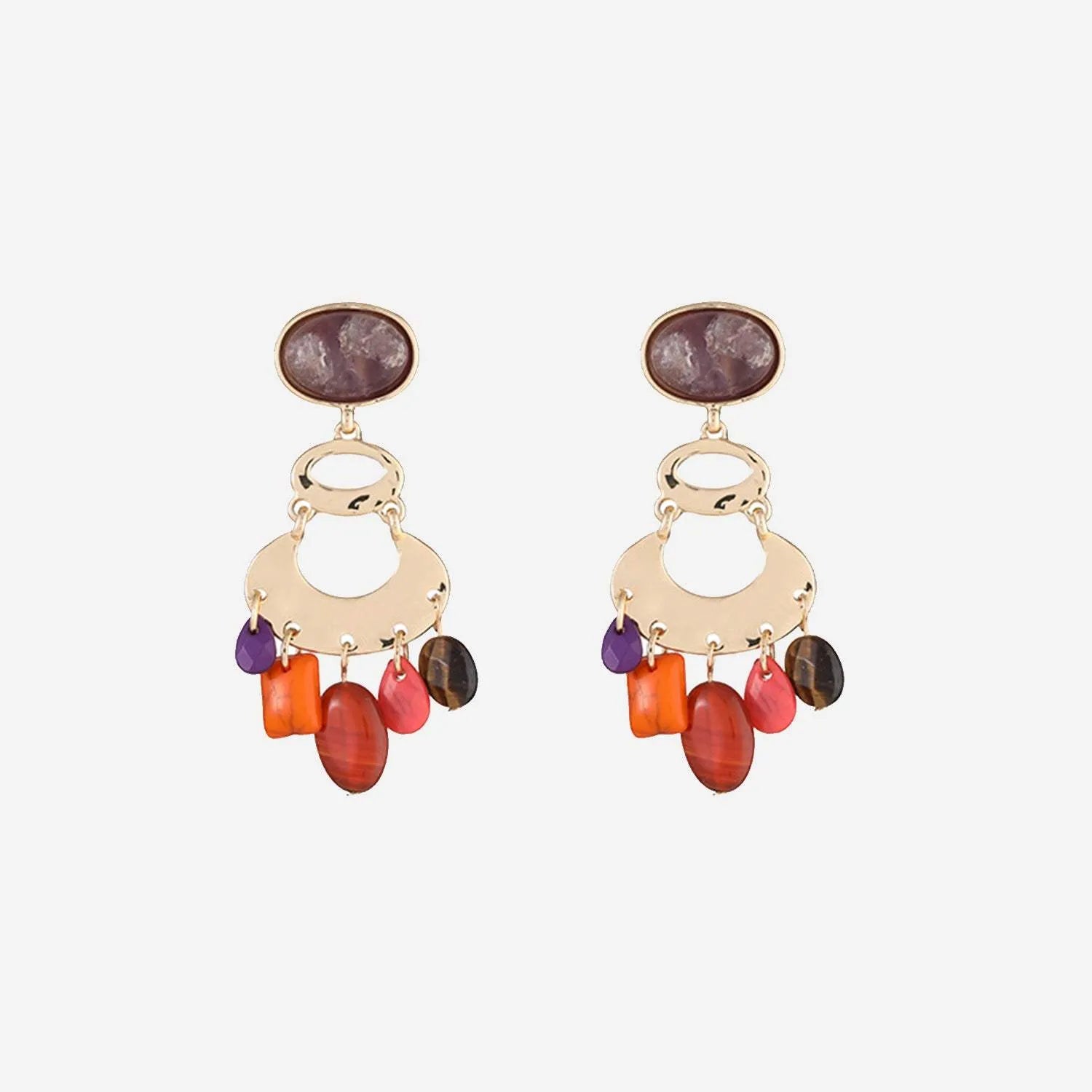 Geometric Alloy Dangle Earrings Deep Red One Size Earrings - Tophatter Daily Deals
