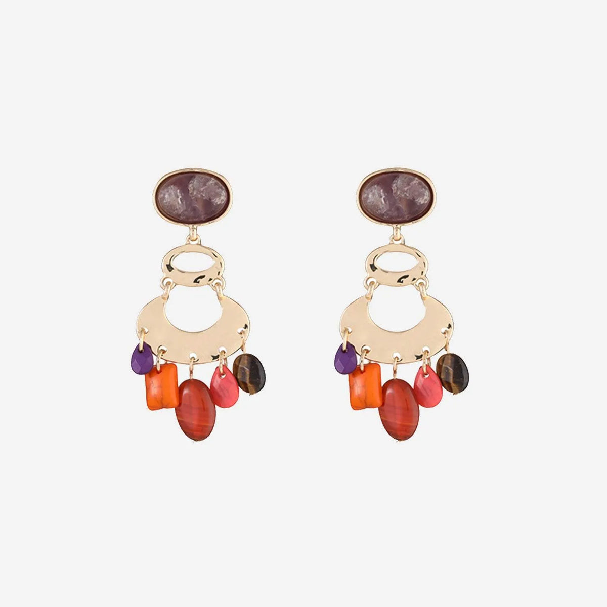 Geometric Alloy Dangle Earrings Deep Red One Size Earrings - Tophatter Daily Deals