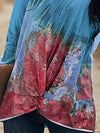 Twisted Multicolor V-Neck Long Sleeve Tee Women's T-Shirts - Tophatter Daily Deals