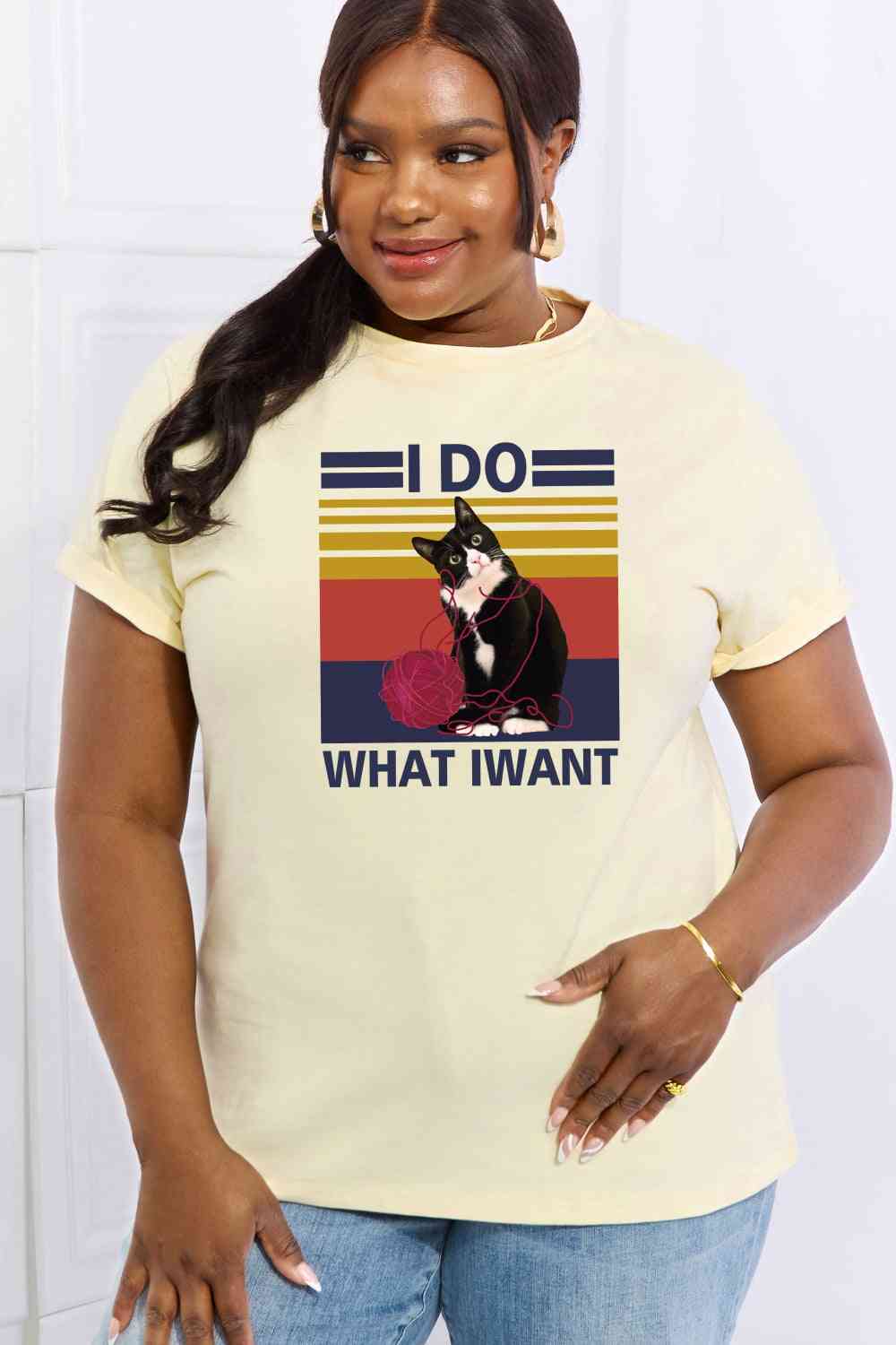 Simply Love Full Size I DO WHAT I WANT Graphic Cotton Tee Women's T-Shirts - Tophatter Daily Deals