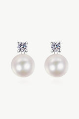 Moissanite Pearl Stud Earrings Pearl One Size Moissanite - Tophatter Daily Deals