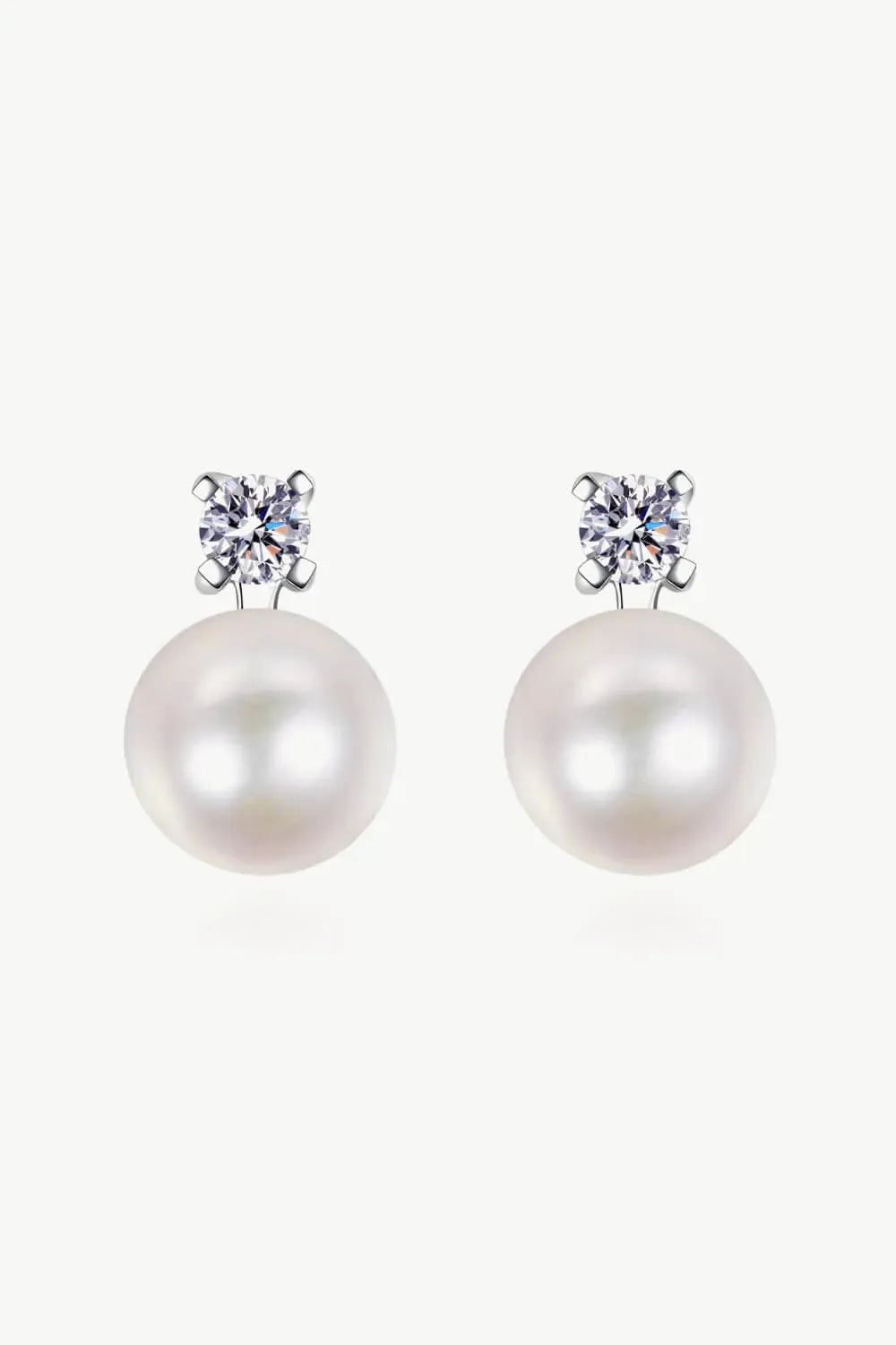 Moissanite Pearl Stud Earrings Pearl One Size Moissanite - Tophatter Daily Deals