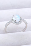 925 Sterling Silver Natural Moonstone Halo Ring Moonstone - Tophatter Daily Deals