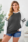 Plus Size Striped Raglan Sleeve T-Shirt Charcoal Women's T-Shirts - Tophatter Daily Deals