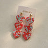 Acrylic Heart Stainless Steel Dangle Earrings Red One Size Earrings - Tophatter Daily Deals