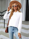 Round Neck Flounce Sleeve Blouse White Women's T-Shirts - Tophatter Daily Deals