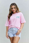 Sweet Claire "Wish You Were Here" Oversized Graphic T-Shirt Blush Pink Women's T-Shirts - Tophatter Daily Deals