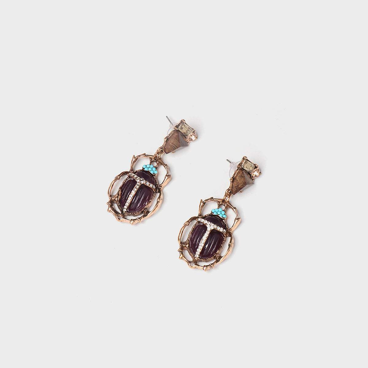 Beetle Shape Rhinestone Alloy Dangle Earrings Chocolate One Size Earrings - Tophatter Daily Deals