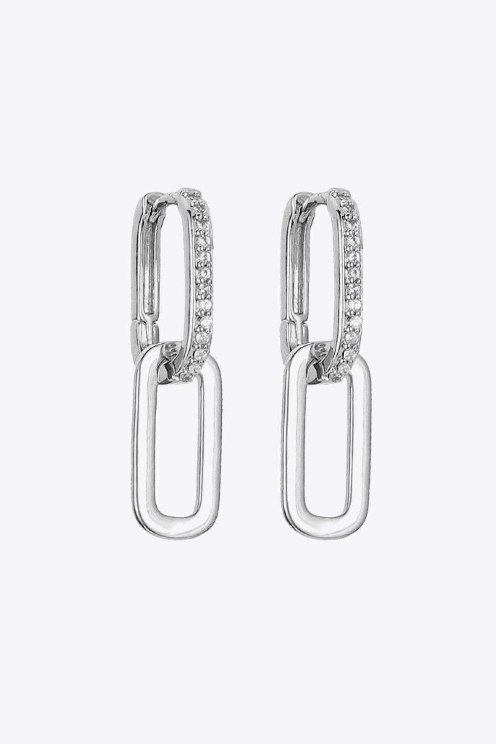 Cubic Zirconia Link Earrings Silver One Size Earrings - Tophatter Daily Deals