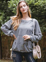 Round Neck Dropped Shoulder Top Women's T-Shirts - Tophatter Daily Deals