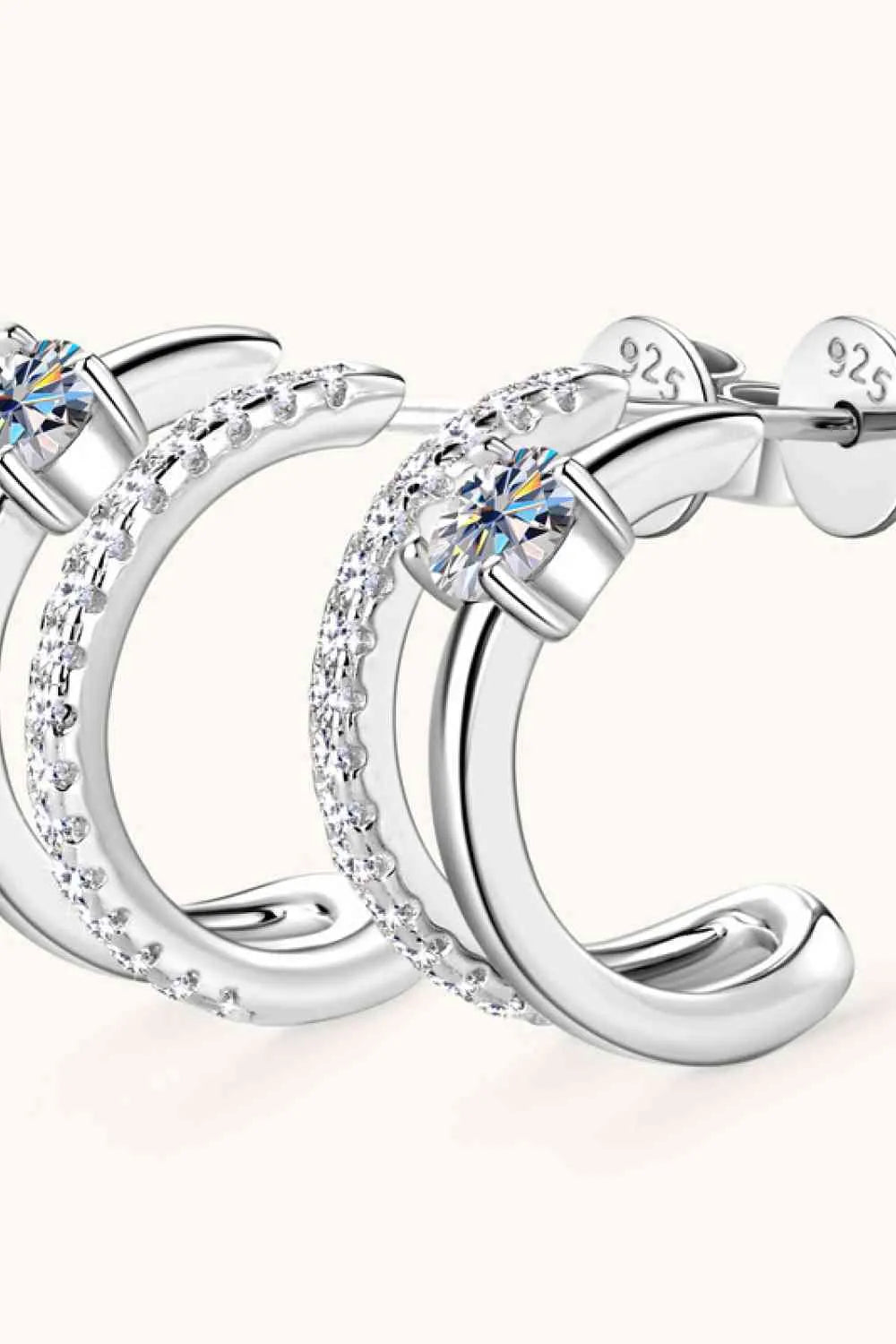 Moissanite 925 Sterling Silver C-Hoop Earrings Moissanite - Tophatter Daily Deals