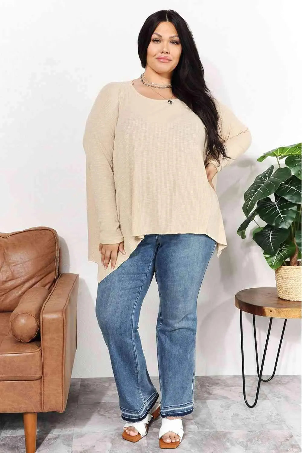 HEYSON Full Size Oversized Super Soft Ribbed Top Blouses - Tophatter Daily Deals