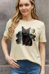 Simply Love Full Size Black Cat Graphic Cotton Tee Women's T-Shirts - Tophatter Daily Deals