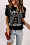 Graphic Cuffed Sleeve Round Neck Tee Women's T-Shirts - Tophatter Daily Deals