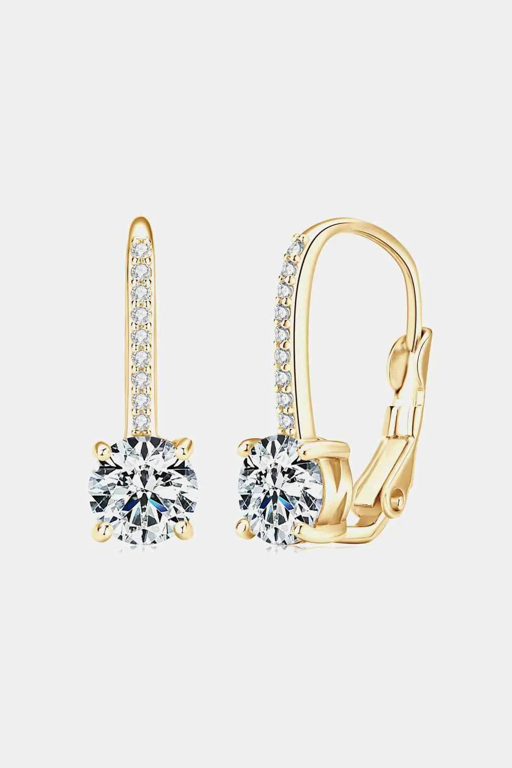 2 Carat Moissanite 925 Sterling Silver Earrings Gold One Size Moissanite - Tophatter Daily Deals